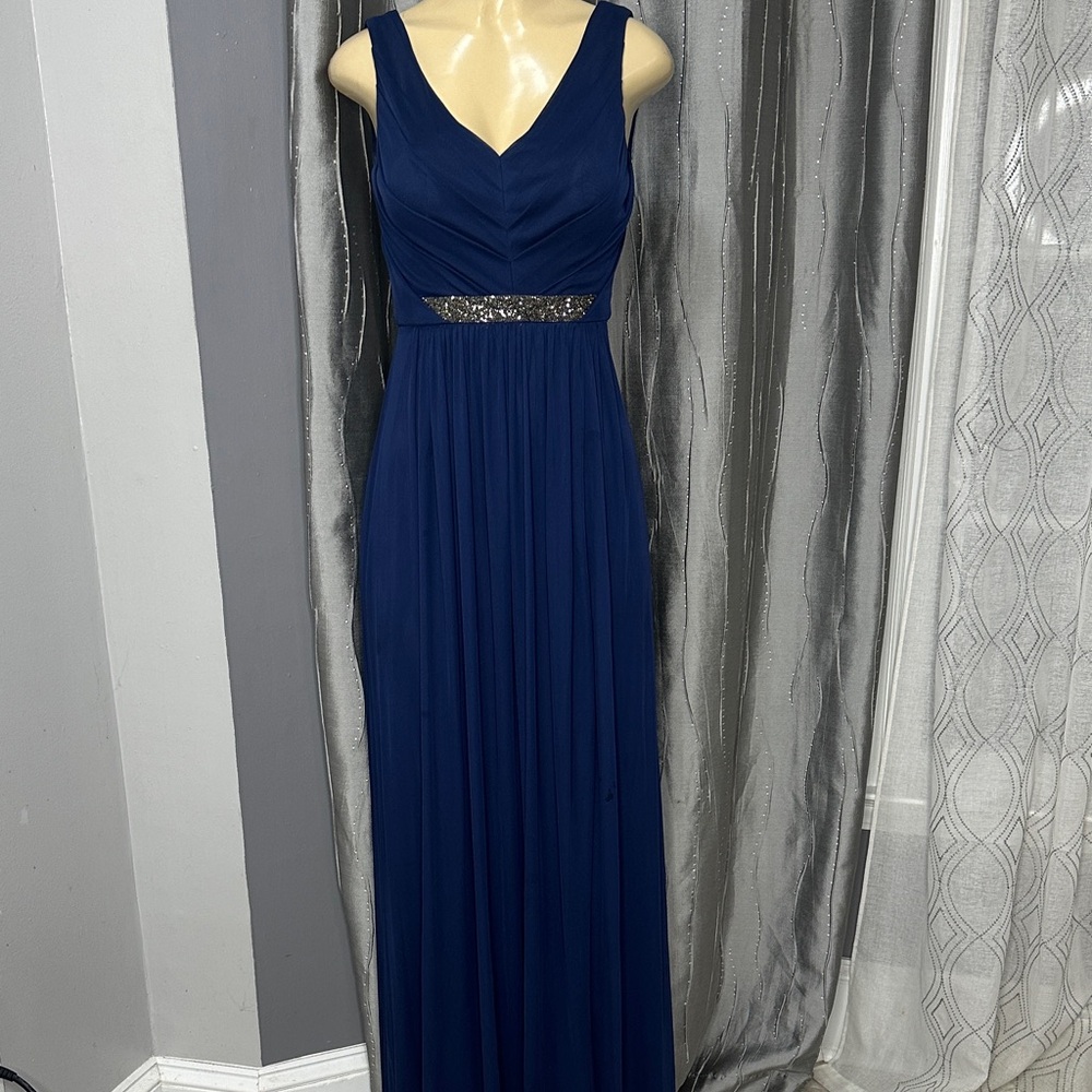 David’s Bridal Women’s Sz 0 Elegant Navy Blue Evening Gown W/ Swarovski